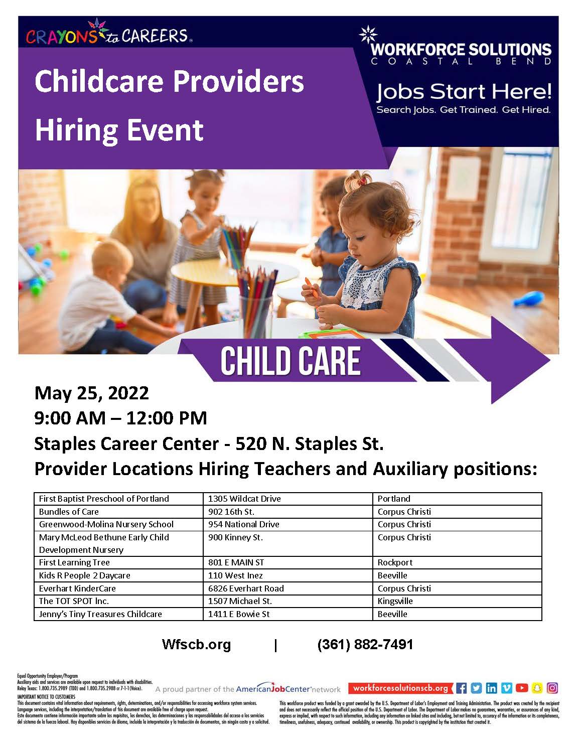 Childcare Providers Hiring Event Workforce Solutions Coastal Bend
