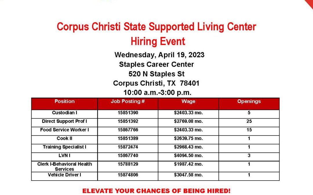 Corpus Christi State Supported Living Center Hiring Event