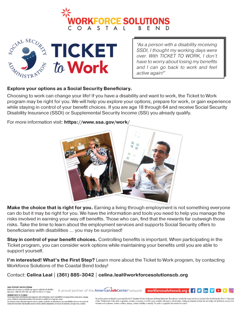 ticket to work informational handout preview