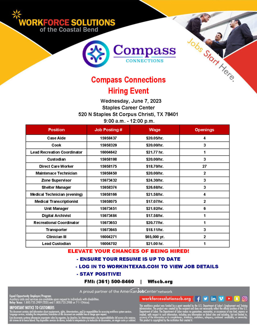 Compass Connections Hiring Event Workforce Solutions Coastal Bend