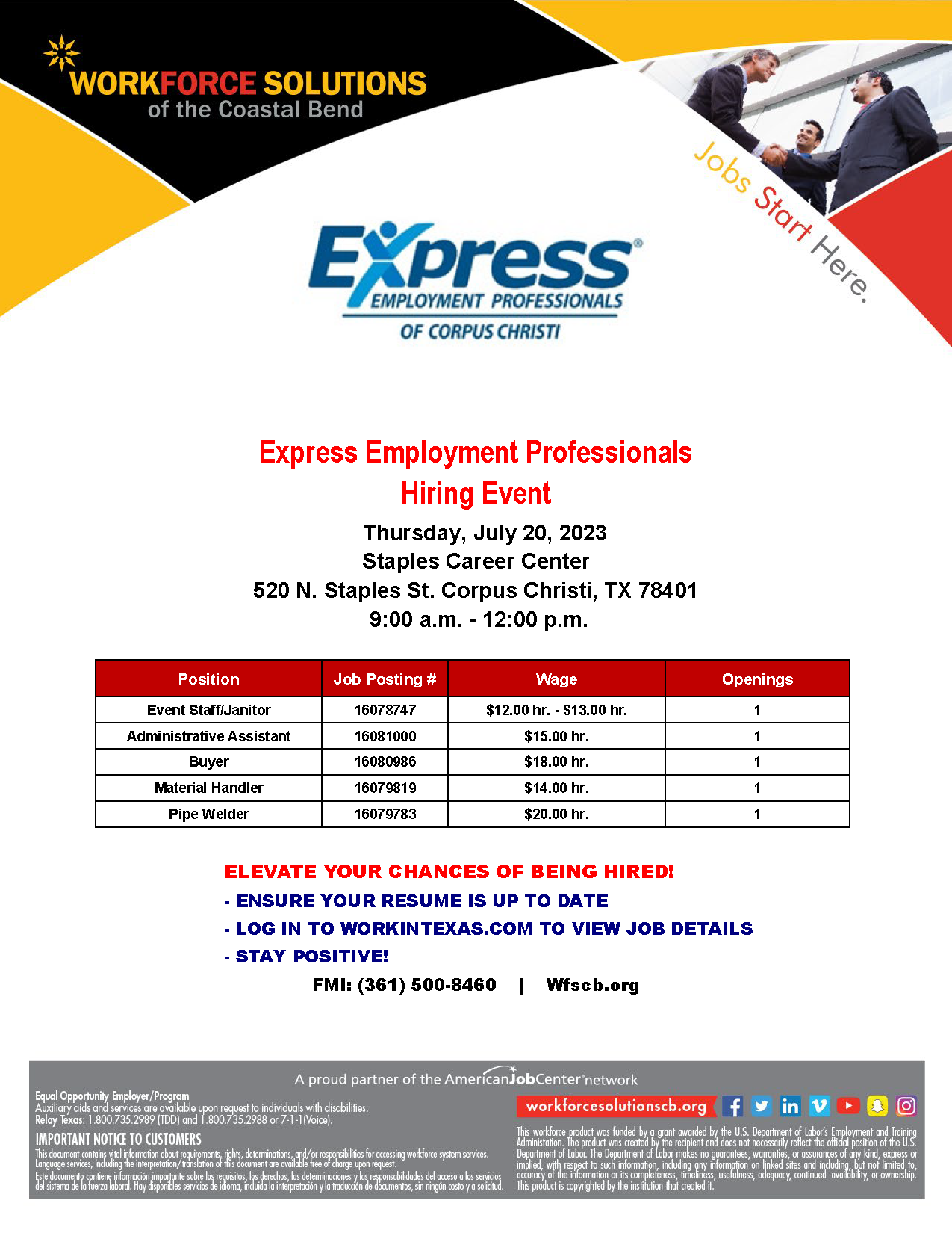 Express Employment 07 2023 hiring event flyer