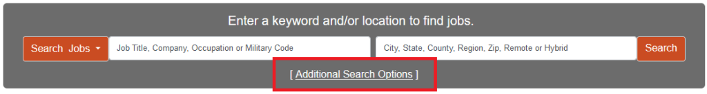 WorkIntexas Additional Search Options