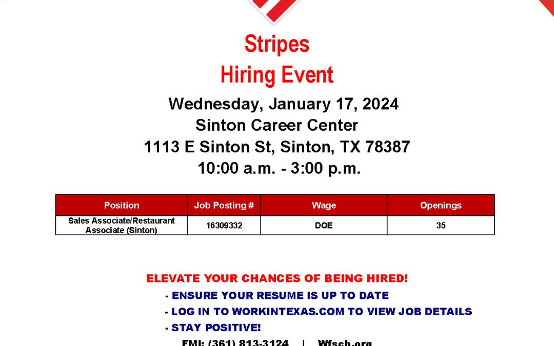 Stripes Hiring Event – Canceled
