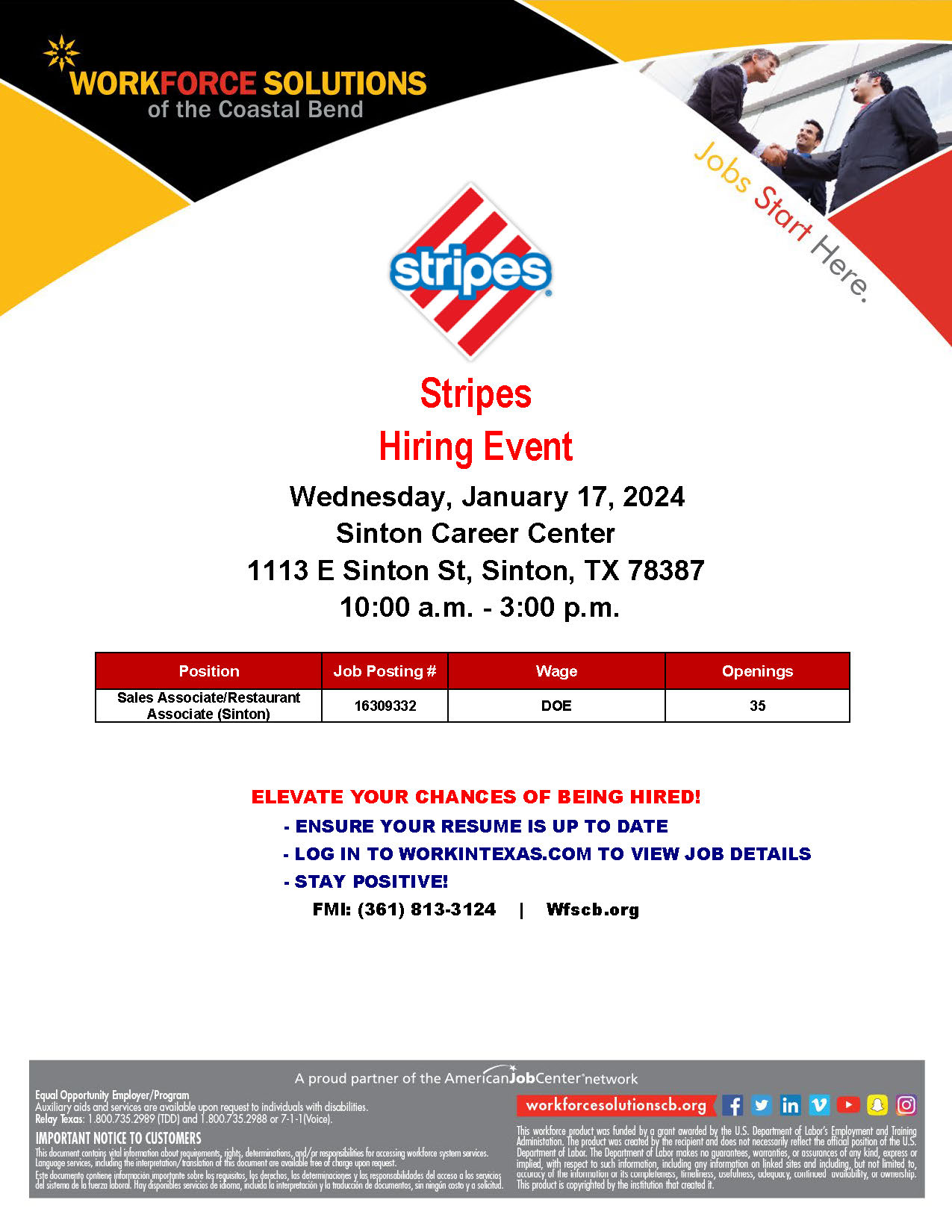 Stripes Hiring Event Flyer