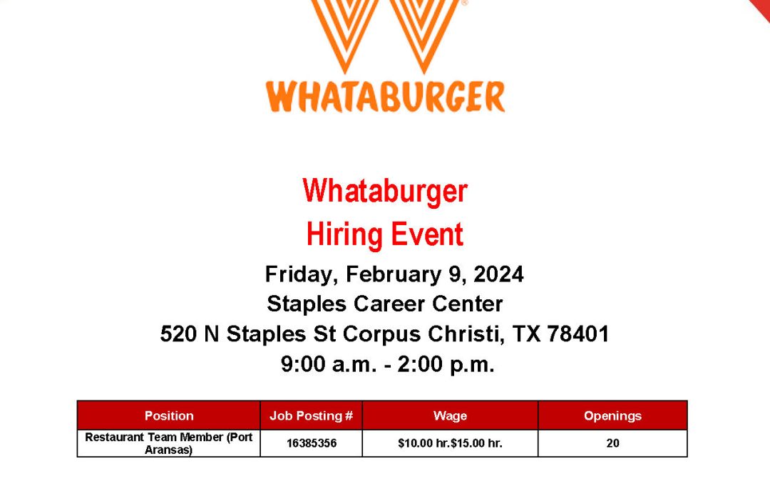 Whataburger Hiring Event – Feb 9