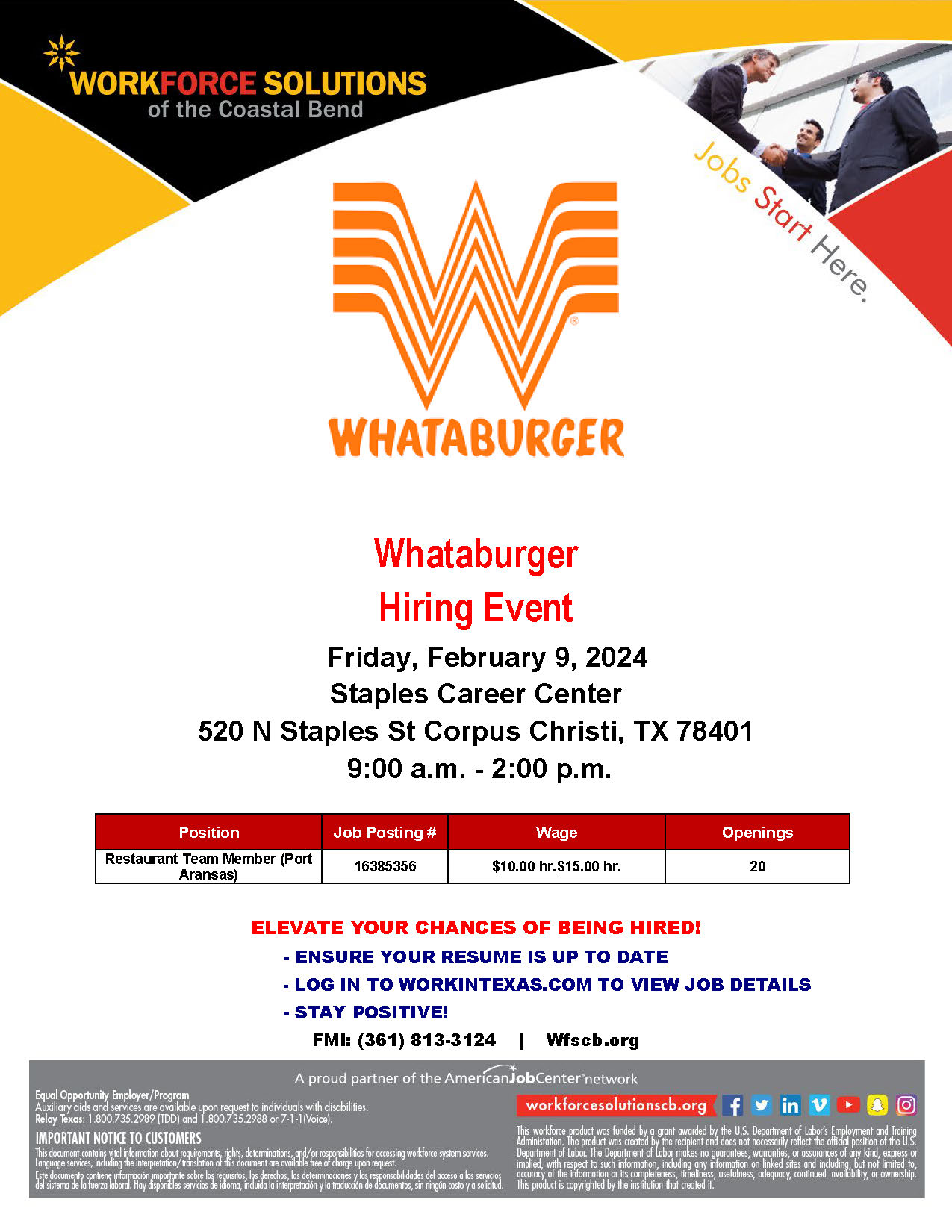 Whataburger Hiring Event Flyer