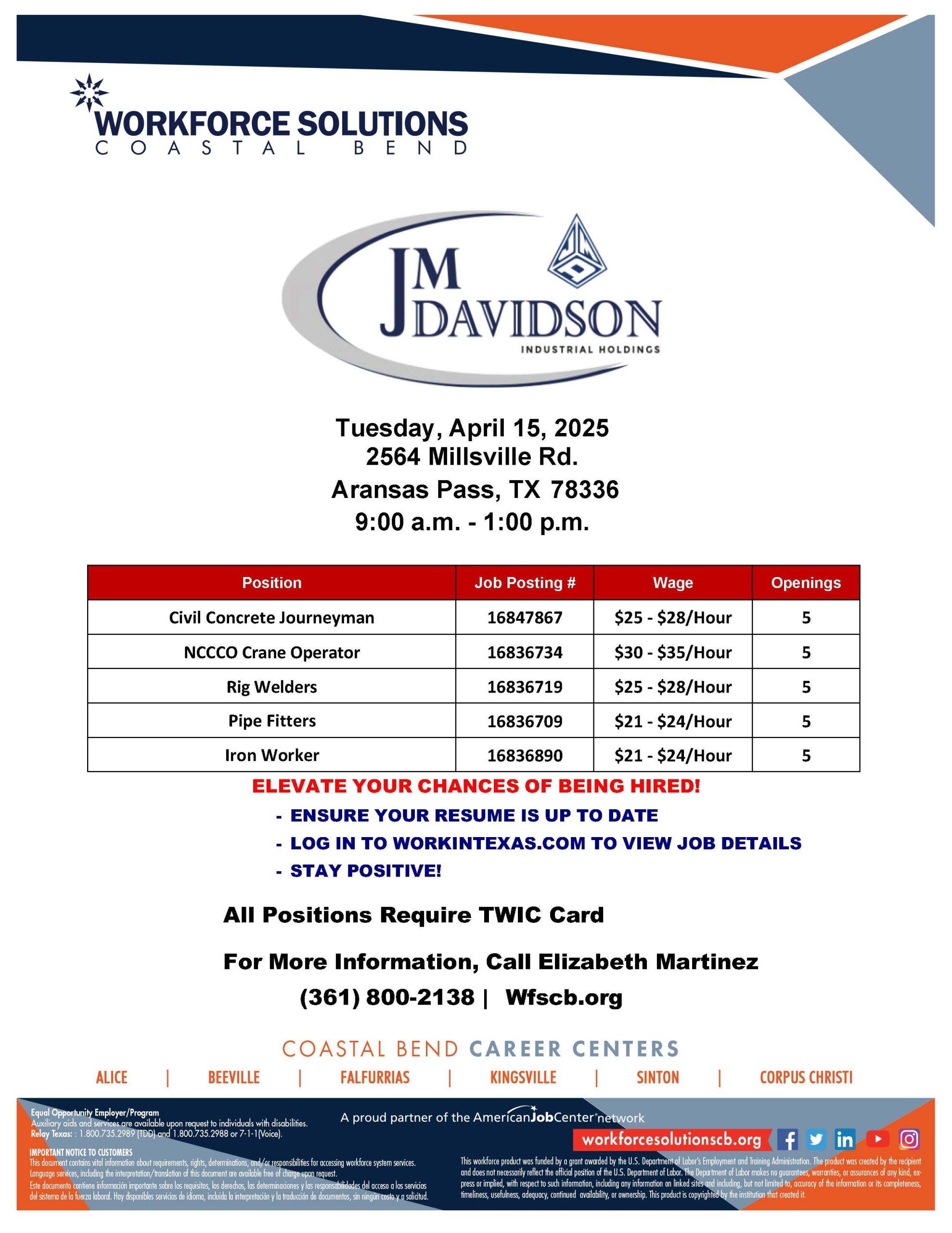 JM Davidson Hiring Event Flyer