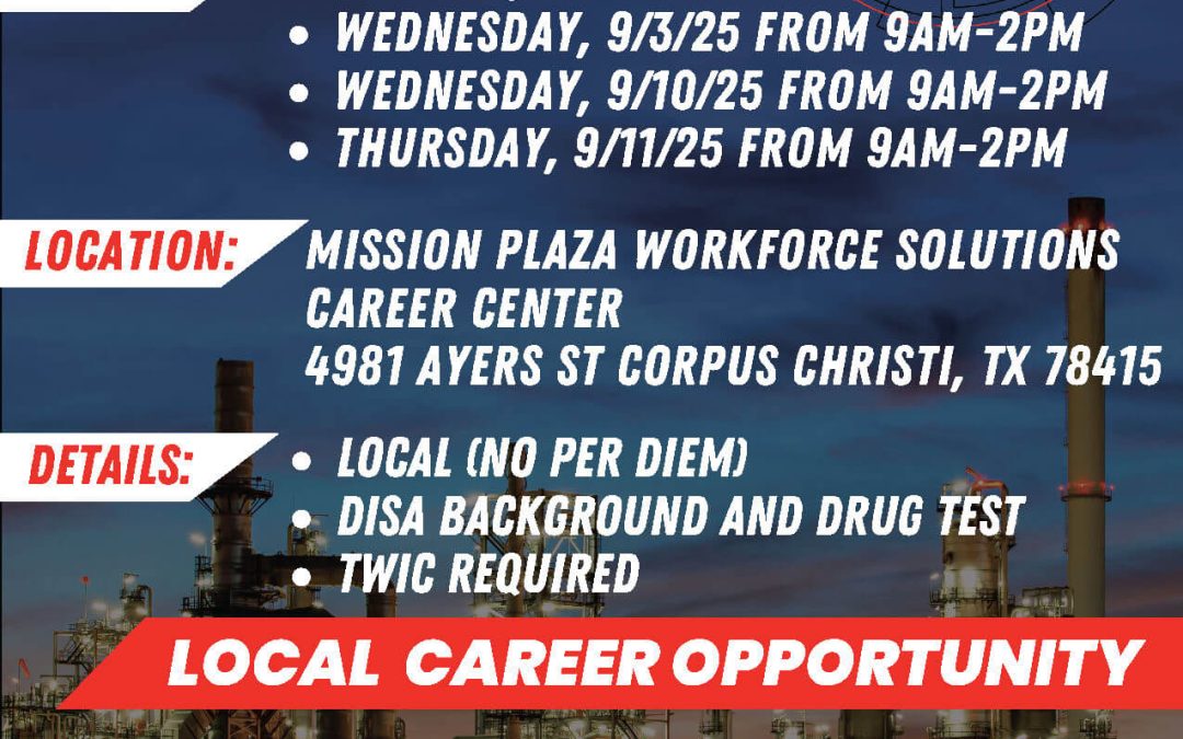 Safety Attendant Hiring Event – Corpus Christi, TX, Sept. 11