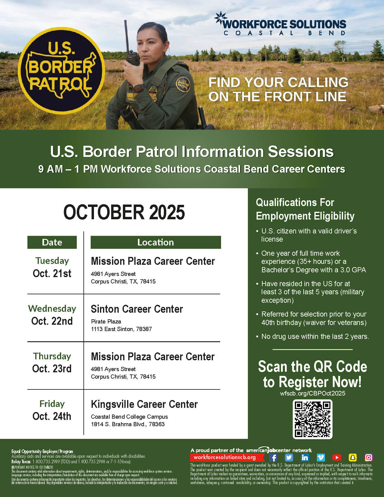 Border Patrol Hiring Event Flyer 2025