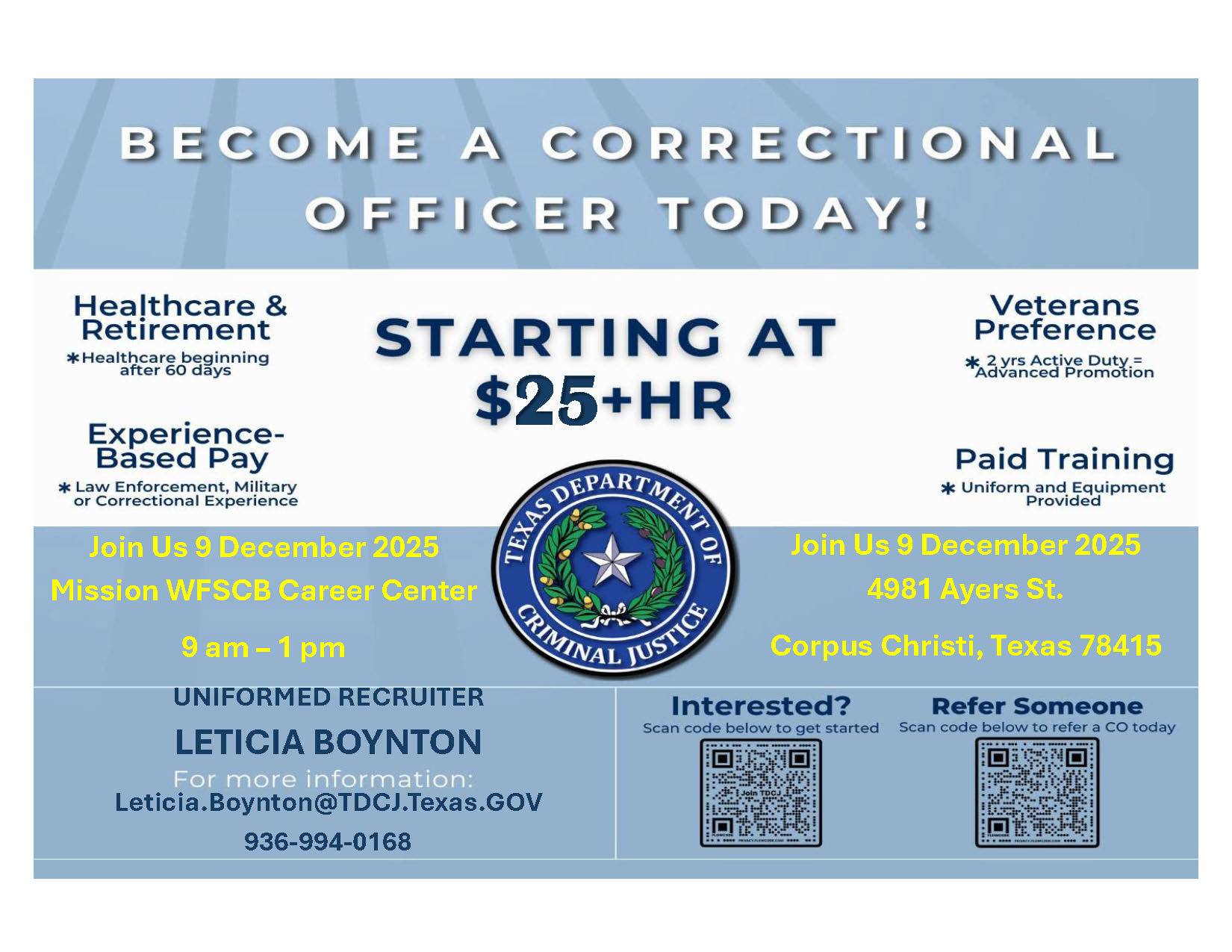 TDCJ Hiring Event Flyer